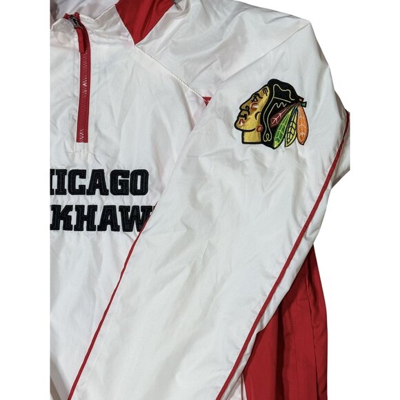 Chicago Blackhawks Size M Men Jacket White/Red Zip-Up Lightweight Windbreaker - Picture 5 of 14